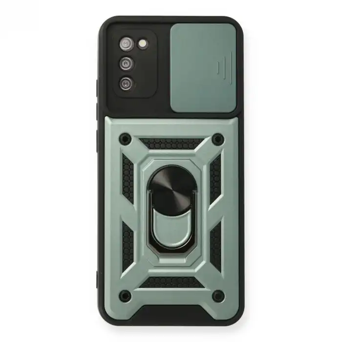 Samsung Galaxy A03s Kılıf Pars Lens Yüzüklü Silikon - Yeşil