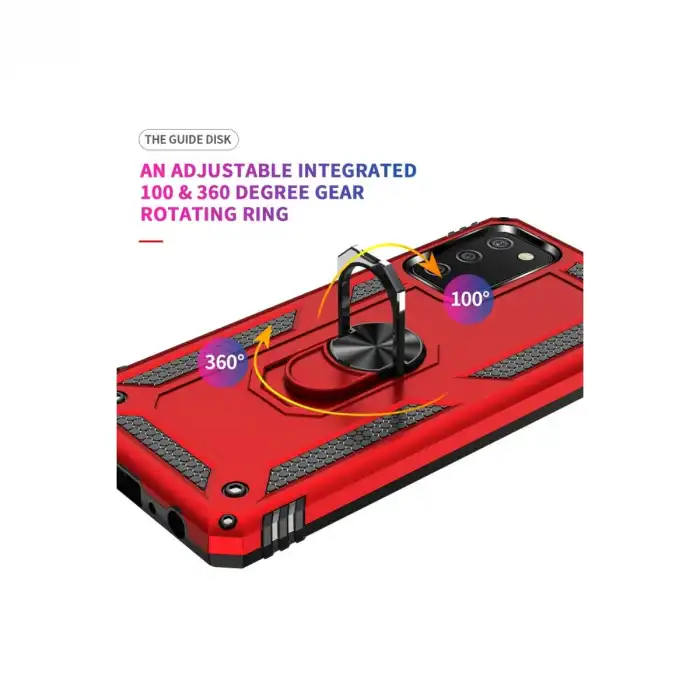 Samsung Galaxy A03s Kılıf Sofya Yüzüklü Silikon Kapak - Kırmızı