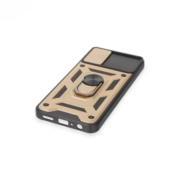 Samsung Galaxy A04e Kılıf Pars Lens Yüzüklü Silikon - Gold