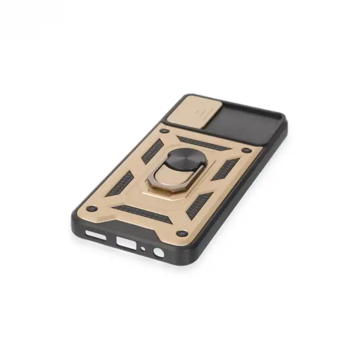 Samsung Galaxy A04e Kılıf Pars Lens Yüzüklü Silikon - Gold