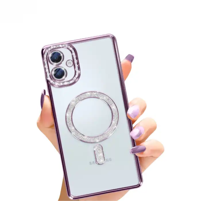 Samsung Galaxy A06 Joke Simli Magneticsafe Kılıf - Derin Mor