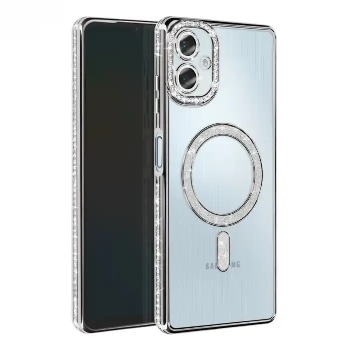 Samsung Galaxy A06 Joke Simli Magneticsafe Kılıf - Gümüş