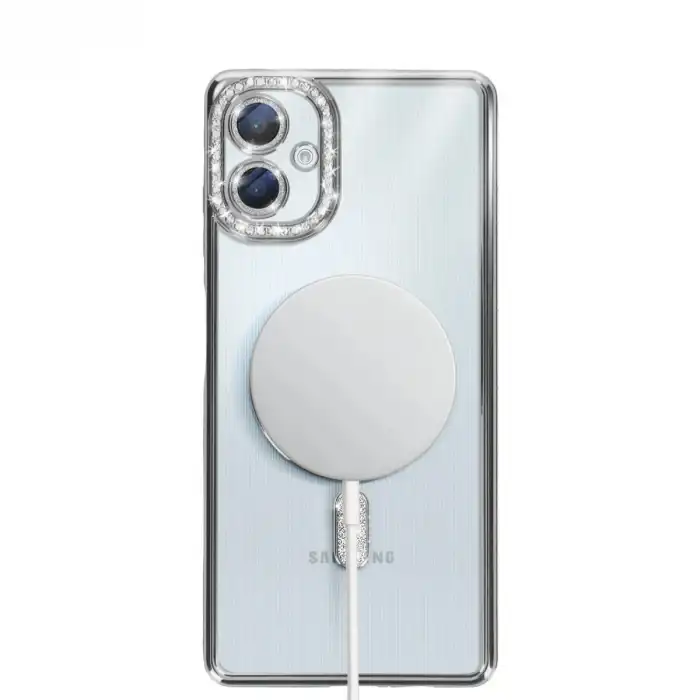 Samsung Galaxy A06 Joke Simli Magneticsafe Kılıf - Gümüş
