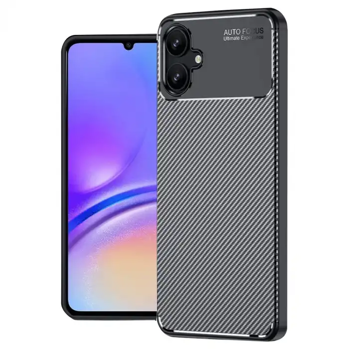 Samsung Galaxy A06 Kılıf Auto Focus Karbon Kapak - Siyah
