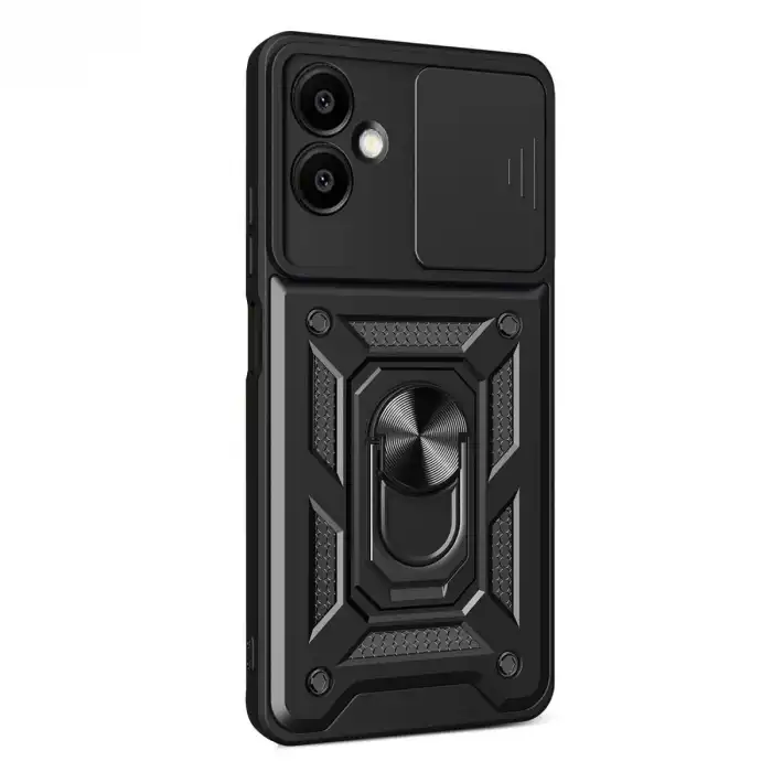 Samsung Galaxy A07 4g Pars Lens Yüzüklü Silikon - Siyah