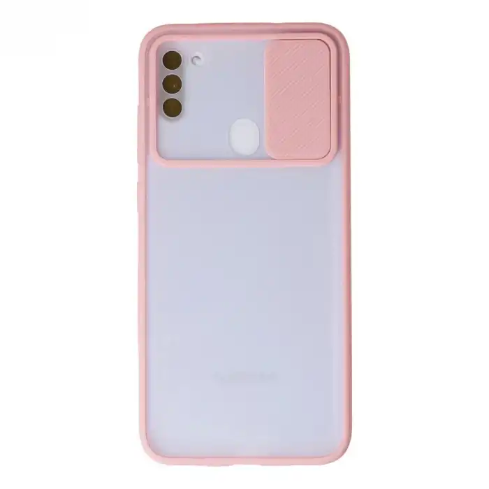 Samsung Galaxy A11 Kılıf Palm Buzlu Kamera Sürgülü Silikon - Pembe