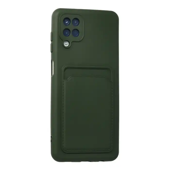 Samsung Galaxy A12 Kılıf Kelvin Kartvizitli Silikon - Koyu Yeşil
