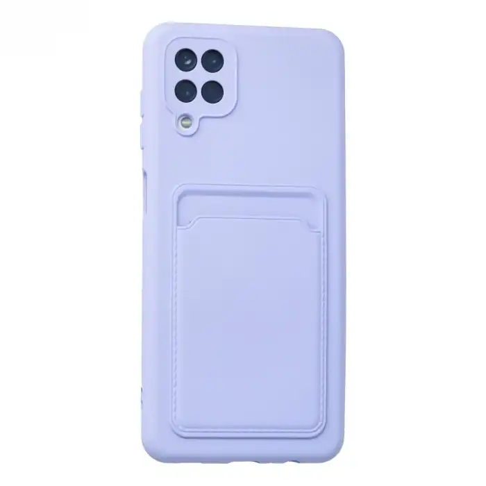 Samsung Galaxy A12 Kılıf Kelvin Kartvizitli Silikon - Lila