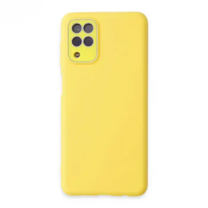 Samsung Galaxy A22 Kılıf Lansman Glass Kapak - Sarı