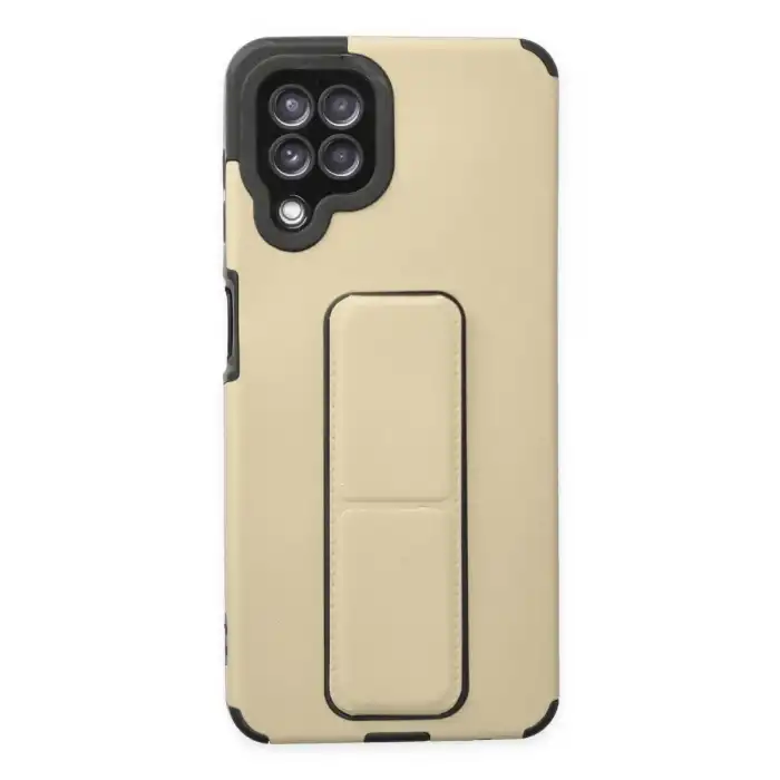 Samsung Galaxy A22 Kılıf Mega Standlı Silikon - Gold