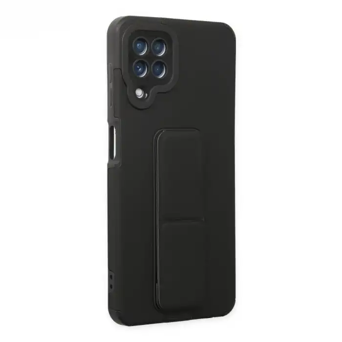 Samsung Galaxy A22 Kılıf Mega Standlı Silikon - Siyah