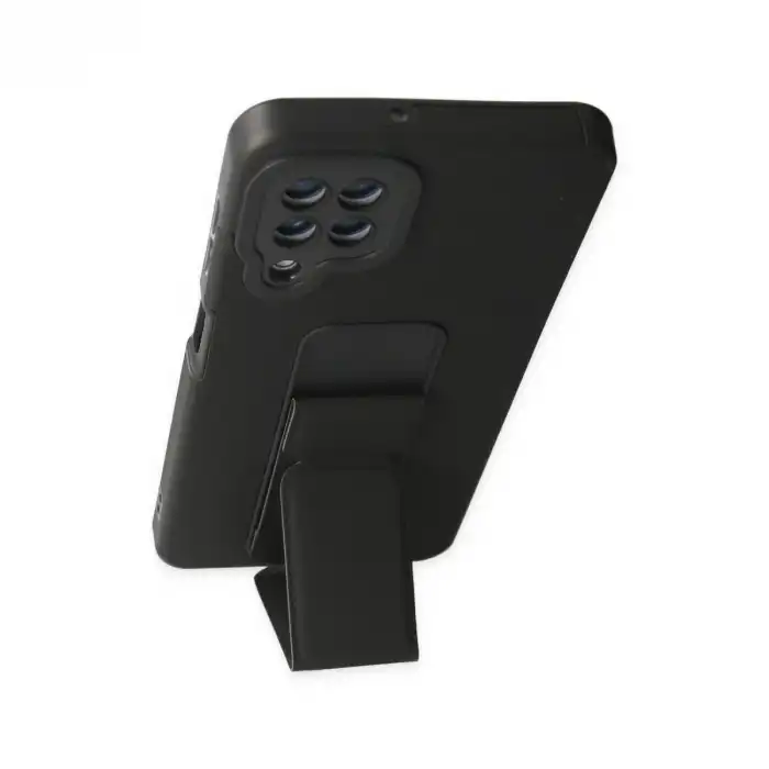 Samsung Galaxy A22 Kılıf Mega Standlı Silikon - Siyah