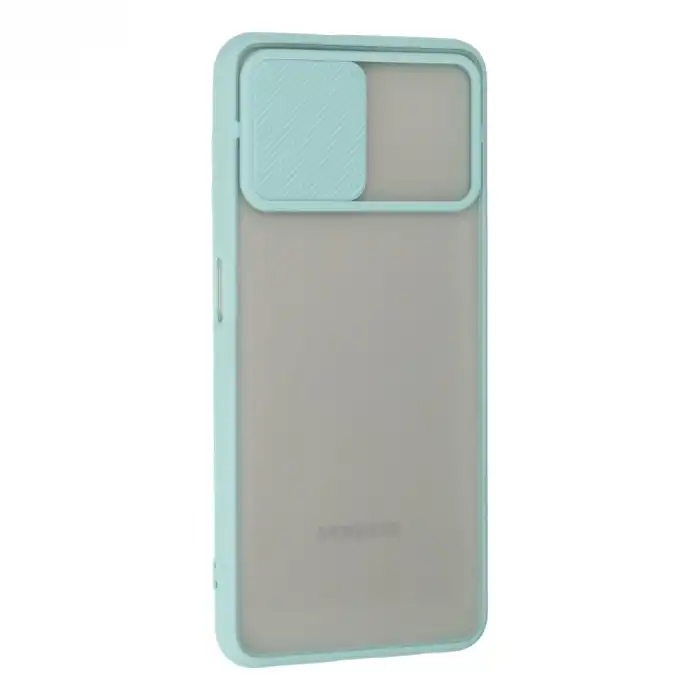 Samsung Galaxy A22 Kılıf Palm Buzlu Kamera Sürgülü Silikon - Turkuaz