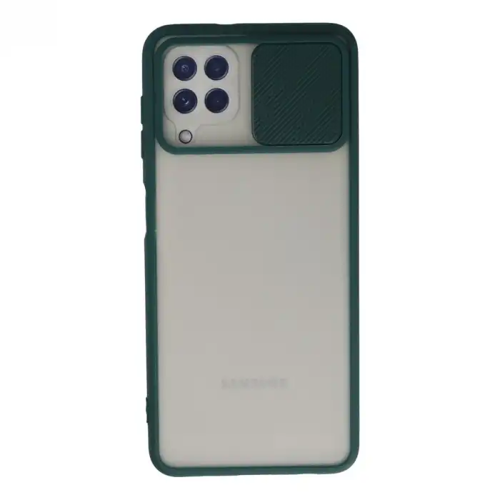 Samsung Galaxy A22 Kılıf Palm Buzlu Kamera Sürgülü Silikon - Yeşil
