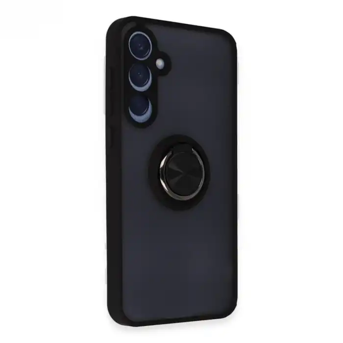 Samsung Galaxy A25 5g Kılıf Montreal Yüzüklü Silikon Kapak - Siyah