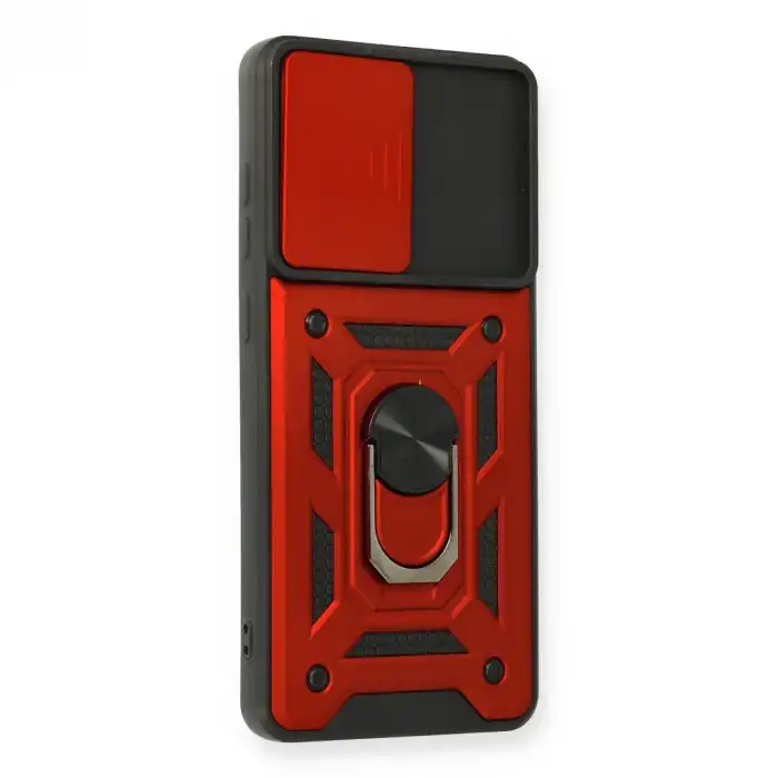 Samsung Galaxy A32 Kılıf Pars Lens Yüzüklü Silikon - Kırmızı