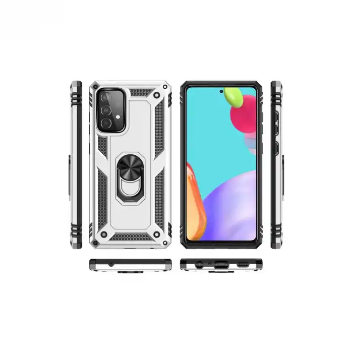 Samsung Galaxy A33 5g Kılıf Sofya Yüzüklü Silikon Kapak - Gümüş