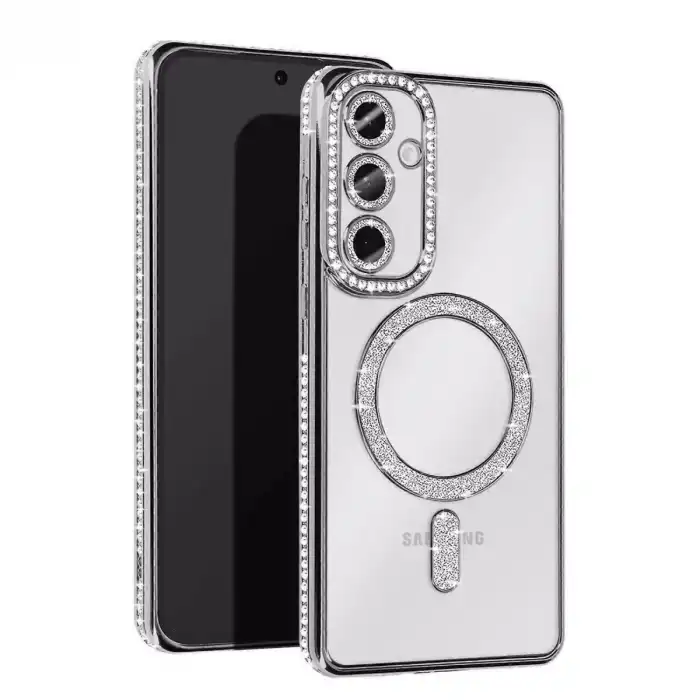 Samsung Galaxy A55 5g Joke Simli Magneticsafe Kılıf - Gümüş