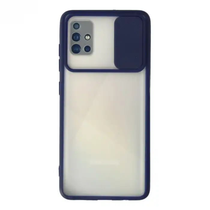 Samsung Galaxy A71 Kılıf Palm Buzlu Kamera Sürgülü Silikon - Lacivert