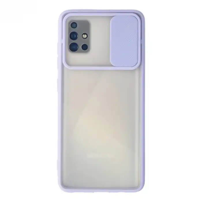 Samsung Galaxy A71 Kılıf Palm Buzlu Kamera Sürgülü Silikon - Lila