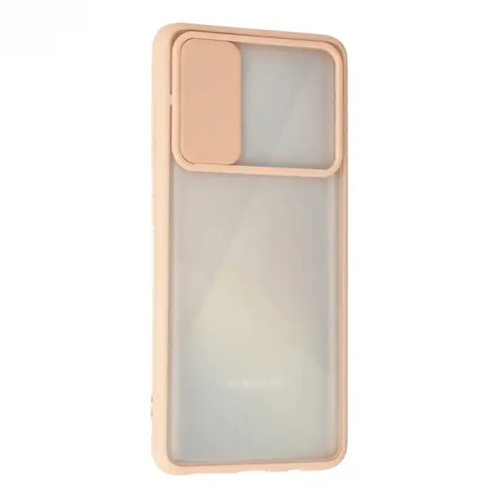 Samsung Galaxy A71 Kılıf Palm Buzlu Kamera Sürgülü Silikon - Pembe