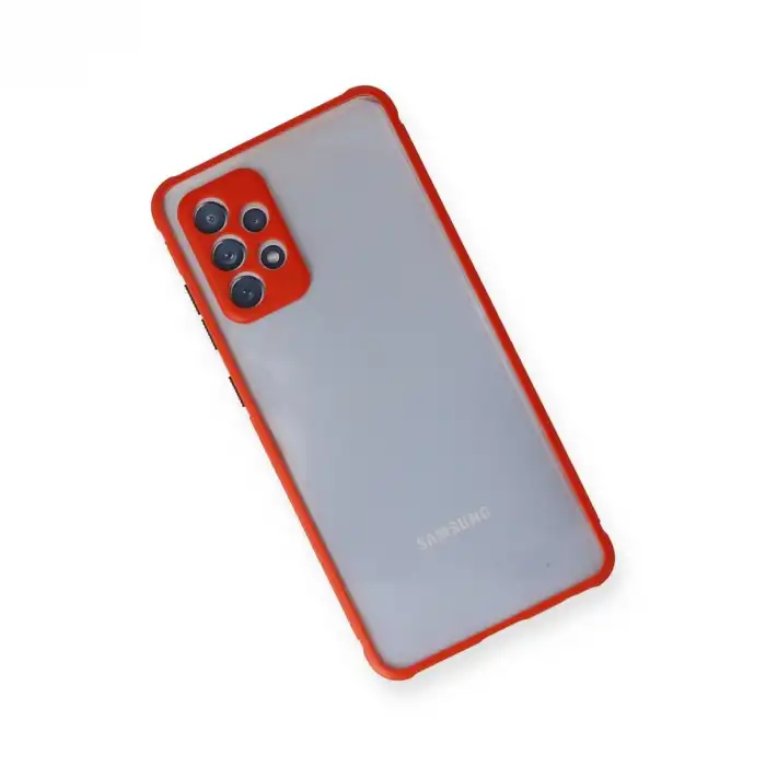 Samsung Galaxy A72 Kılıf Miami Şeffaf Silikon - Kırmızı
