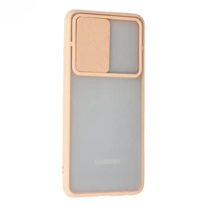 Samsung Galaxy A72 Kılıf Palm Buzlu Kamera Sürgülü Silikon - Pembe