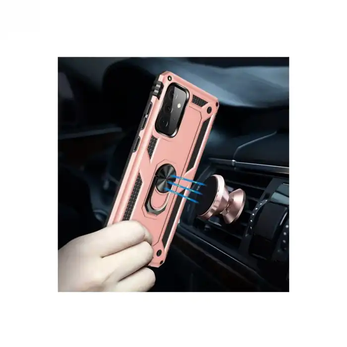 Samsung Galaxy A72 Kılıf Sofya Yüzüklü Silikon Kapak - Rose