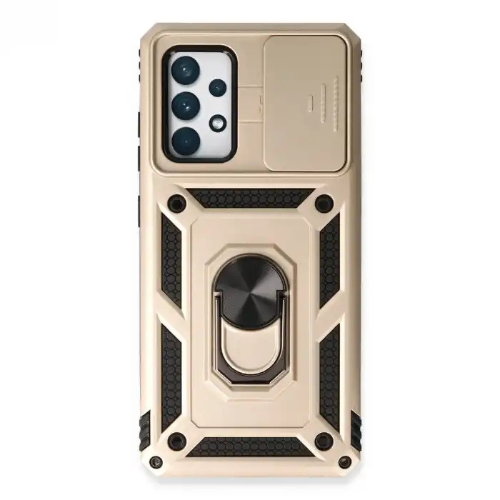 Samsung Galaxy A73 5g Kılıf Pars Lens Yüzüklü Silikon - Gold