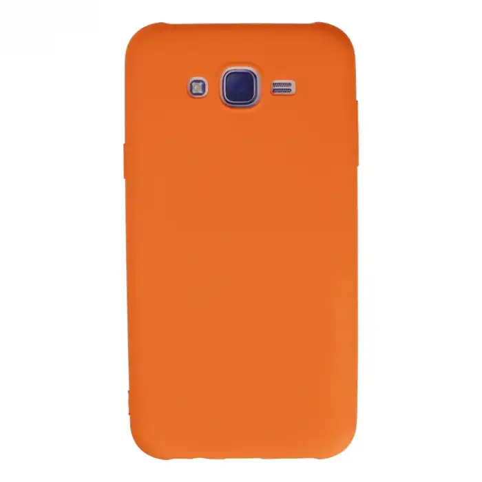Samsung Galaxy J7 Kılıf Nano İçi Kadife Silikon - Turuncu