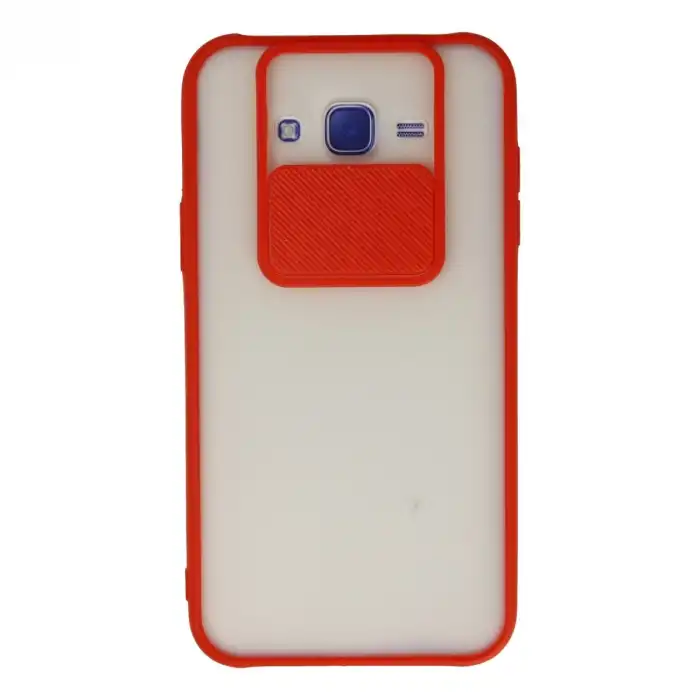 Samsung Galaxy J7 Kılıf Palm Buzlu Kamera Sürgülü Silikon - Kırmızı