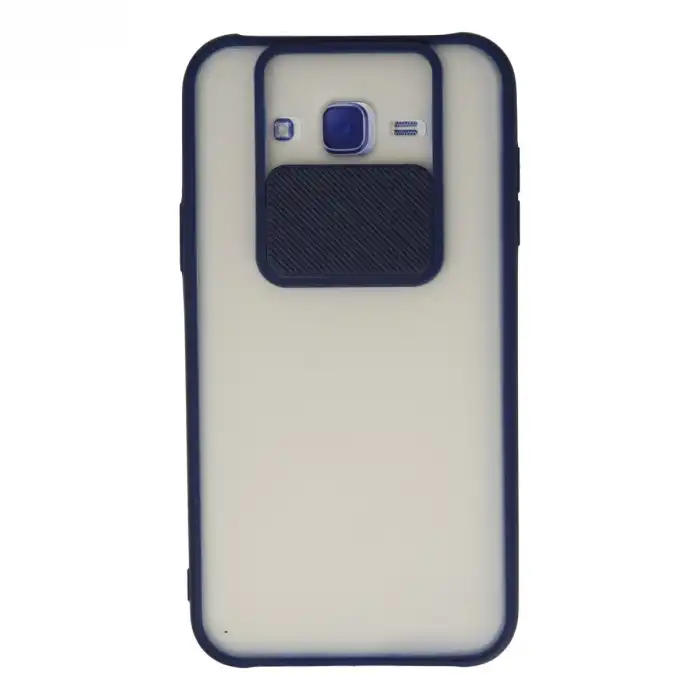 Samsung Galaxy J7 Kılıf Palm Buzlu Kamera Sürgülü Silikon - Lacivert
