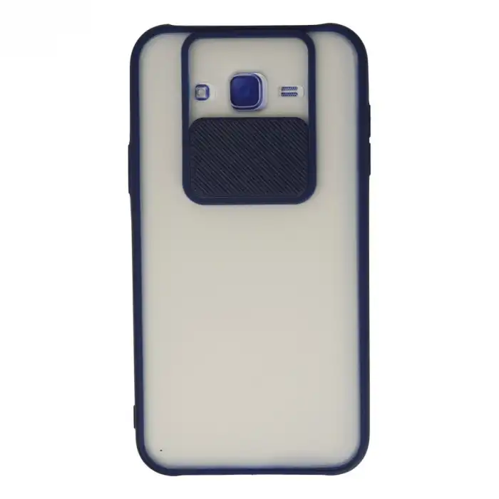 Samsung Galaxy J7 Kılıf Palm Buzlu Kamera Sürgülü Silikon - Lacivert