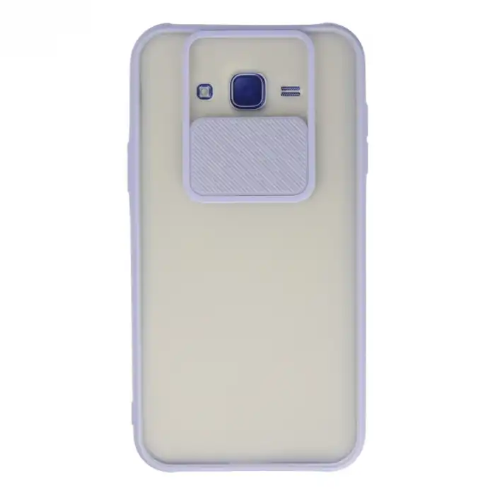 Samsung Galaxy J7 Kılıf Palm Buzlu Kamera Sürgülü Silikon - Lila