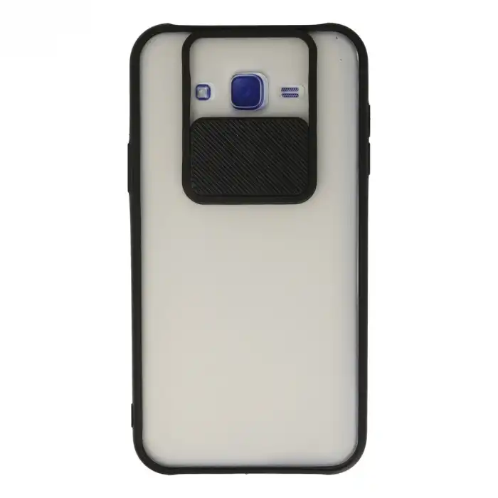 Samsung Galaxy J7 Kılıf Palm Buzlu Kamera Sürgülü Silikon - Siyah