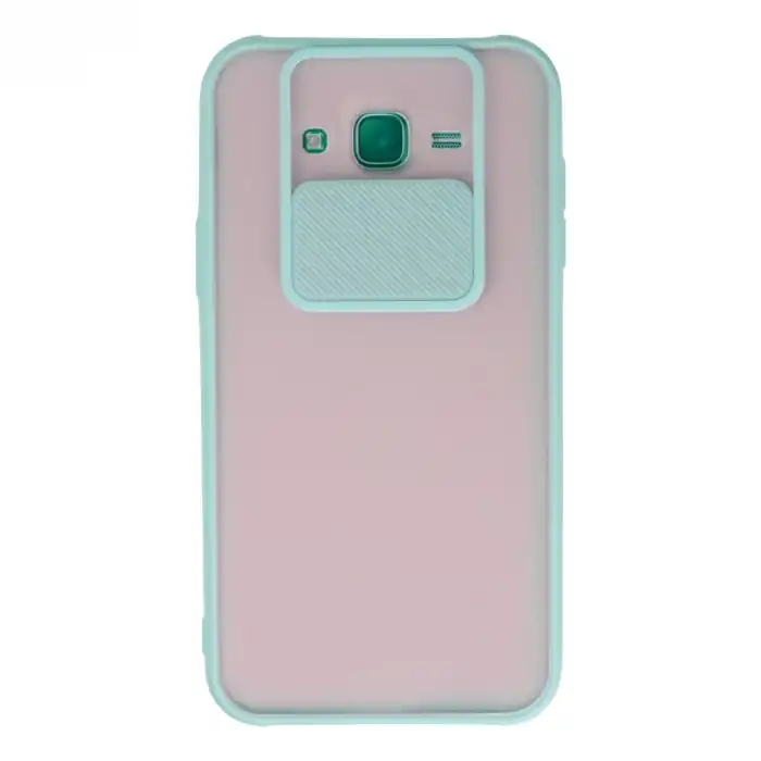Samsung Galaxy J7 Kılıf Palm Buzlu Kamera Sürgülü Silikon - Turkuaz