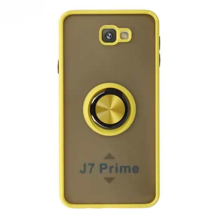 Samsung Galaxy J7 Prime Kılıf Montreal Yüzüklü Silikon Kapak - Sarı