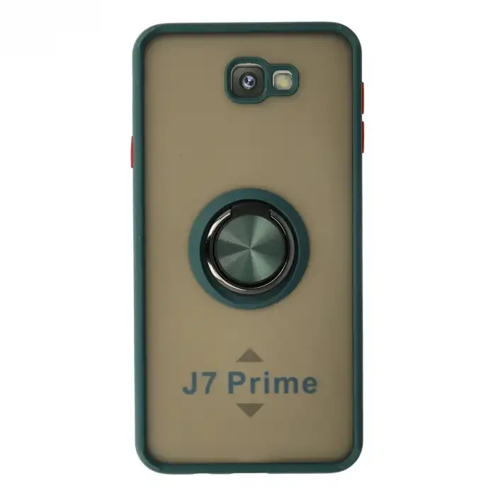 Samsung Galaxy J7 Prime Kılıf Montreal Yüzüklü Silikon Kapak - Yeşil