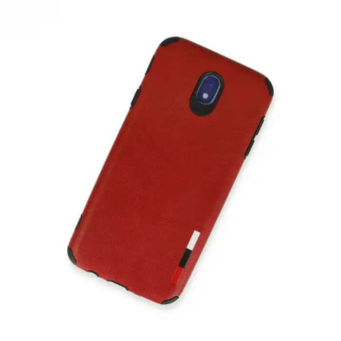 Samsung Galaxy J7 Pro / J730 Kılıf Loop Deri Silikon - Kırmızı