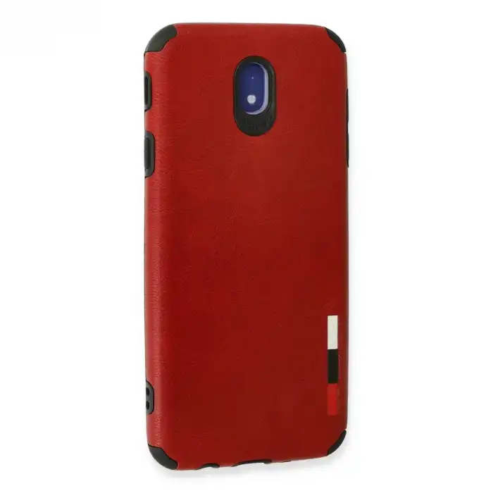 Samsung Galaxy J7 Pro / J730 Kılıf Loop Deri Silikon - Kırmızı
