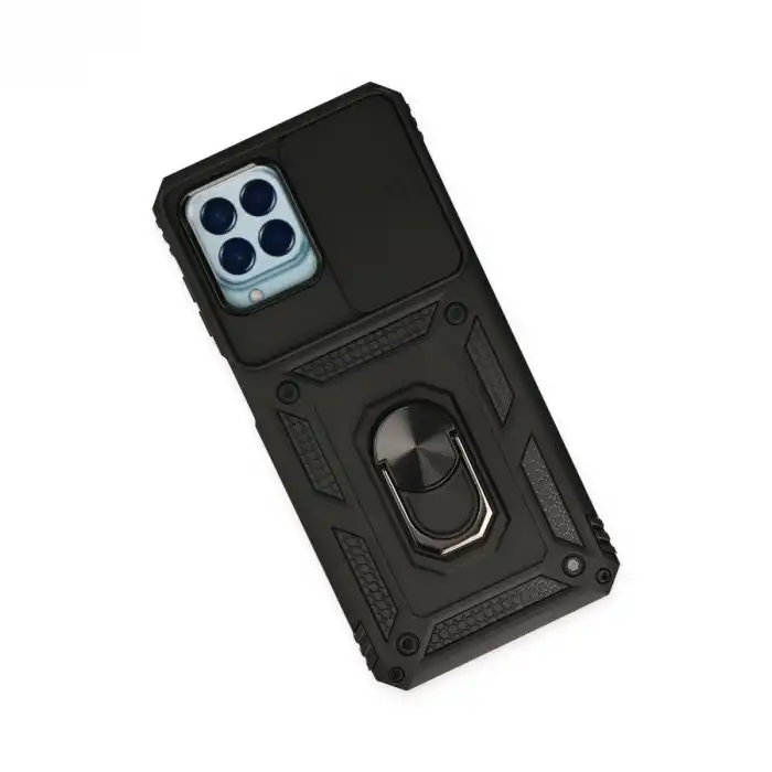 Samsung Galaxy M33 Kılıf Pars Lens Yüzüklü Silikon - Siyah