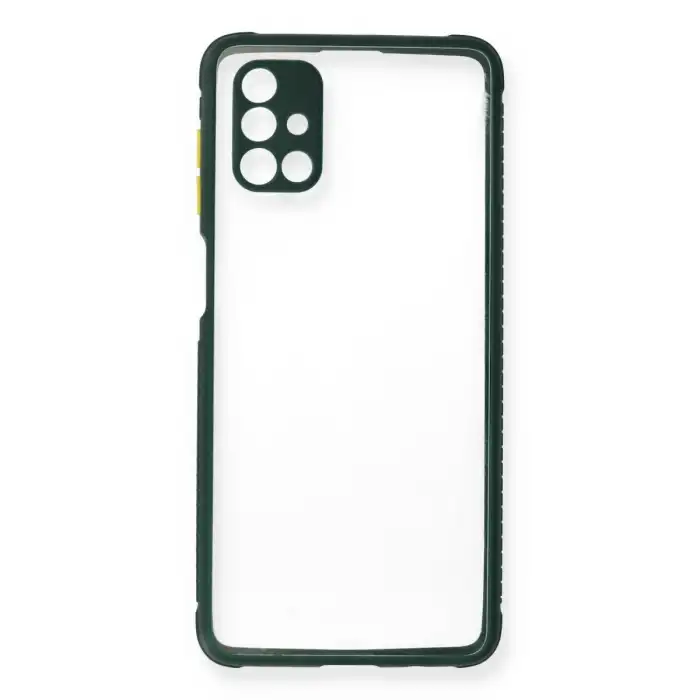 Samsung Galaxy M51 Kılıf Miami Şeffaf Silikon - Koyu Yeşil