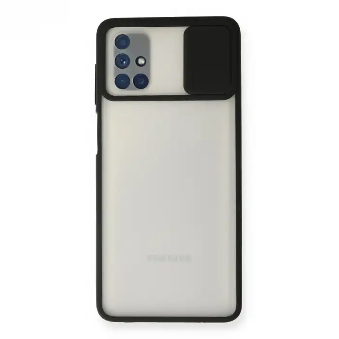 Samsung Galaxy M51 Kılıf Palm Buzlu Kamera Sürgülü Silikon - Siyah