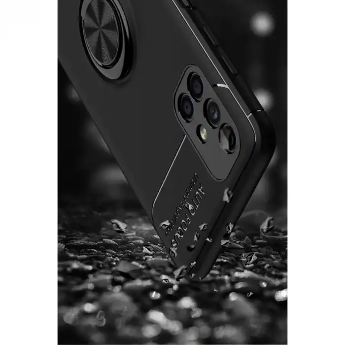 Samsung Galaxy M51 Kılıf Range Yüzüklü Silikon - Siyah-gold