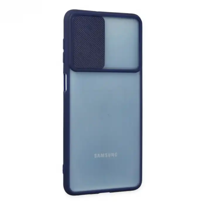Samsung Galaxy M52 5g Kılıf Palm Buzlu Kamera Sürgülü Silikon - Lacivert