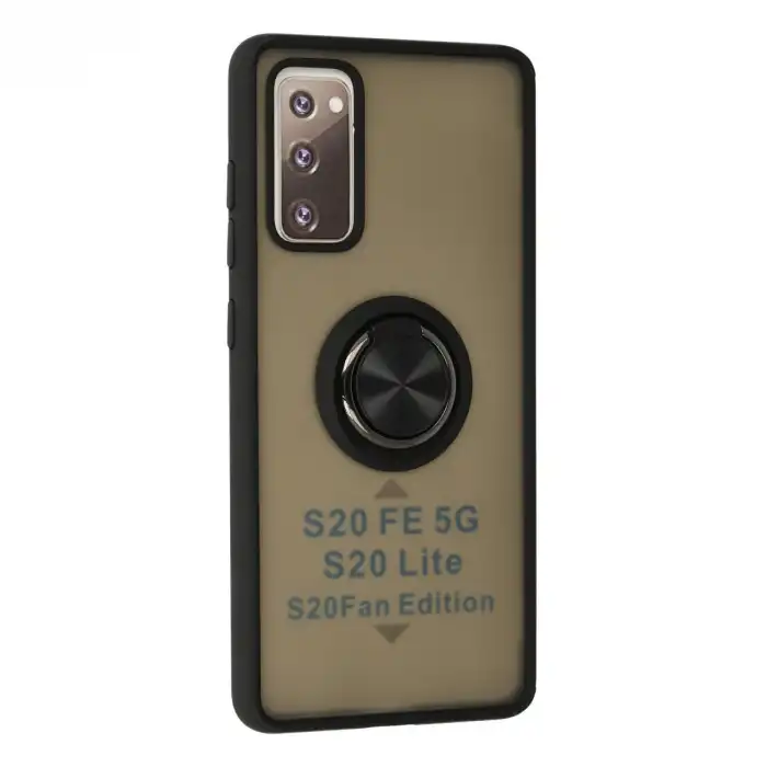 Samsung Galaxy S20 Fe Kılıf Montreal Yüzüklü Silikon Kapak - Siyah