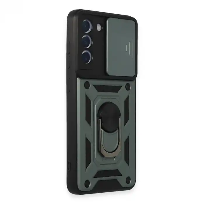 Samsung Galaxy S21 Fe Kılıf Pars Lens Yüzüklü Silikon - Yeşil
