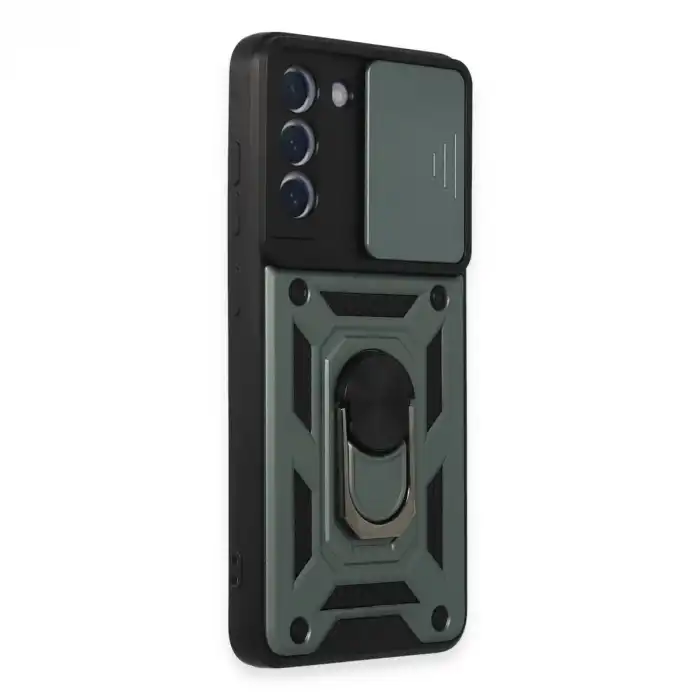 Samsung Galaxy S21 Fe Kılıf Pars Lens Yüzüklü Silikon - Yeşil