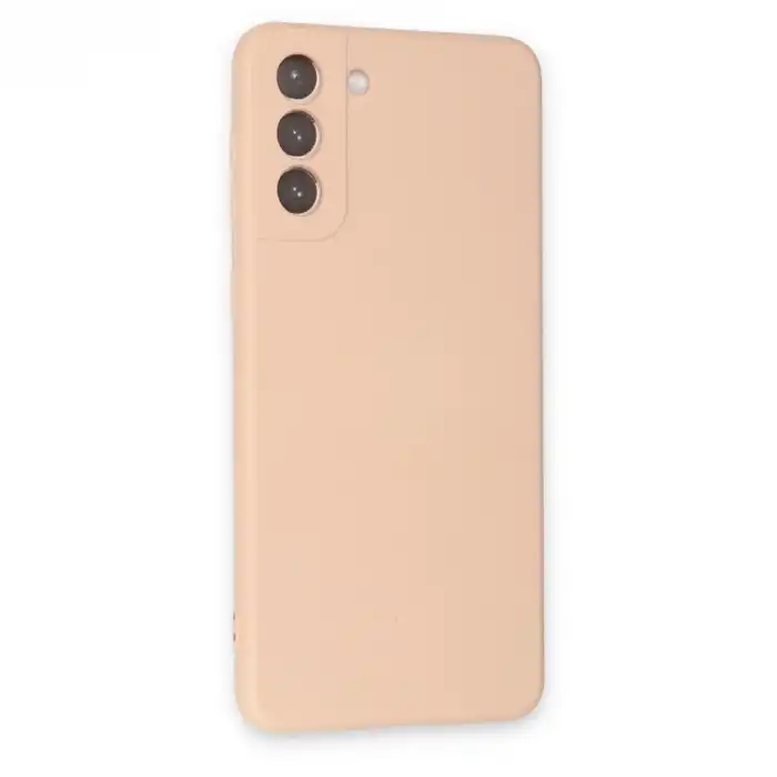 Samsung Galaxy S21 Plus Kılıf Nano İçi Kadife Silikon - Pudra