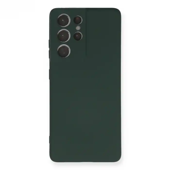 Samsung Galaxy S21 Ultra Kılıf Nano İçi Kadife Silikon - Koyu Yeşil